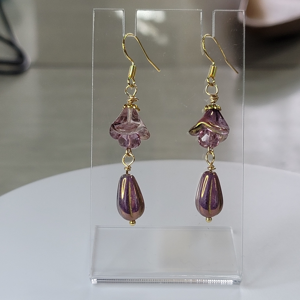 Czech Flower Drop Earrings